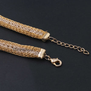 1 Pc Necklace 24k Gold & Silver Plated Mesh Chains- Silver  Plated Chains- 16 Inch OS041 - Tucson Beads