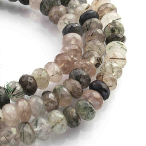 1 Long Strand Shaded green rutile faceted Rondelles  -Rondelles  Beads 8mm 8 Inches BR123 - Tucson Beads