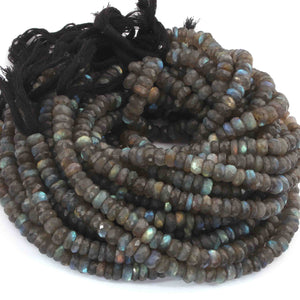 1 Strand Labradorite Faceted Rondelle- Labradorite Rondelle 8mm-9mm 10 inches BR3900 - Tucson Beads
