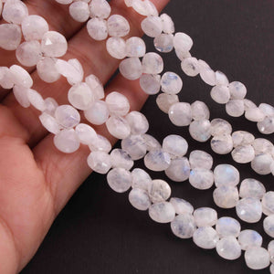 1 Strand White Rainbow moonstone Faceted- Heart Shape Briolettes - 4mm-6mm 8 Inches BR068 - Tucson Beads