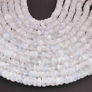 1 Strand White Rainbow Moonstone Faceted Rondelless- Rondelles Beads - 6mm-7mm 10 Inches BR1254 - Tucson Beads