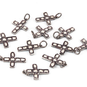 1 Pc Rosecut Diamond Cross 925 Sterling Silver Charm- Polki Cross Diamond Charm Pendant-Size: 22mmx16mm  PDC1426 - Tucson Beads