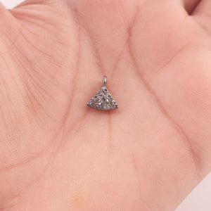 1 Pc Pave Diamond Trillion Charm 925 Sterling Silver Single Bail Pendant - Trillion Charm Pendant 10mmx9mm PDC1086 - Tucson Beads