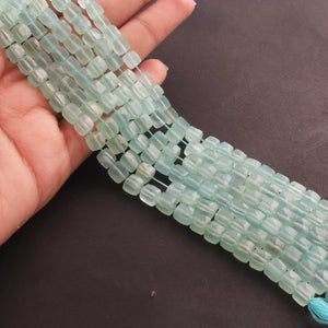 1  Long Strand Aquamarine Faceted Briolettes - Cube Shape Briolettes - 6mm-7mm - 8.5 Inches BR02580 - Tucson Beads