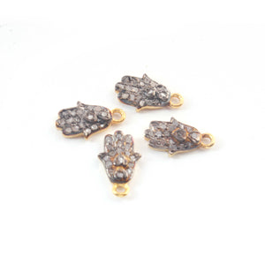 1 Pc Pave Diamond Hamsa Charm Pendant 925 Sterling Vermeil - 12mmx5mm Pdc241 - Tucson Beads