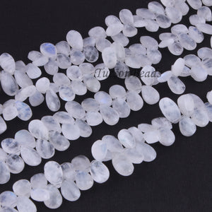 1 Long Strand White Rainbow Moonstone Faceted Briolettes -Pear Shape  Briolettes 10mmx8mm-16mmx7mm 11 Inches BR0483 - Tucson Beads