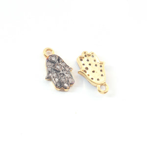 1 Pc Pave Diamond Hamsa Charm Pendant 925 Sterling Vermeil - 12mmx5mm Pdc241 - Tucson Beads