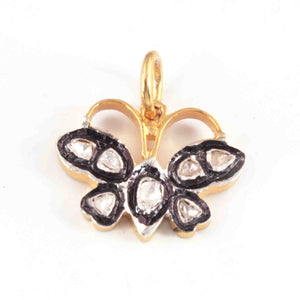 1 Pc Rosecut Diamond Butterfly 925 Sterling Vermeil  Charm -Polki Butterfly Diamond Charm Pendant-Size: 16mmx19mm  PDC1423 - Tucson Beads
