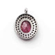 1 Pc Pave Diamond Natural Thai Ruby Oval Charm Pendant - 925 Sterling Silver- Diamond Pendant 18mmx12mm PDC1303 - Tucson Beads