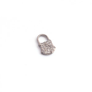 2 Pcs Pave Diamond Lock Charm 925 Sterling Silver Pendant - 10mmx7mm Pdc902 - Tucson Beads