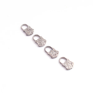 2 Pcs Pave Diamond Lock Charm 925 Sterling Silver Pendant - 10mmx7mm Pdc902 - Tucson Beads