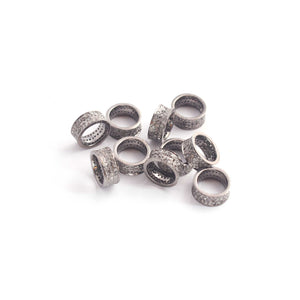 1 Pc Three Step Pave Diamond 925 Sterling Silver Rondelles Wheel Beads - Diamond Spacer Beads 12mm Pdc676 - Tucson Beads