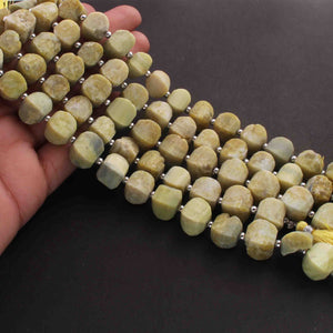 1  Long Strand Yellow Opal Faceted Briolettes -Fancy Shape Briolettes - 11mmx12mm-10mm 9.5- Inches BR01623 - Tucson Beads