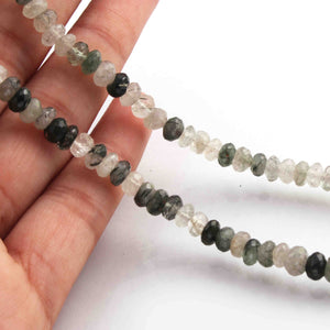 1 Long Strand Black Rutile Faceted Rondelles - Tourmalited Quartz Faceted Rondelle Beads 4mm -5mm 8 Inch BR191 - Tucson Beads
