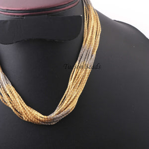1 Pc Necklace 24k Gold & Oxidized  Silver Plated Multi Layers  Mesh Chains- Oxidized  Silver  Plated Chains- 14 Inch OS035 - Tucson Beads