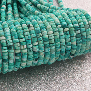 1  Strand  Natural Green Opal Smooth Heishi Tyre Shape Gemstone Beads,  Green Opal Tyre Wheel Rondelles Beads, 5mm-6mm -13 Inches BR02968 - Tucson Beads