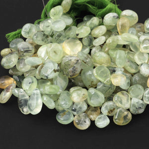 1 Strand Prehnite  Faceted Briolettes - Heart Shape Briolettes - 9mmx6mm-16mmx15mm 9 inches BR1331 - Tucson Beads
