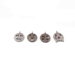 1 Pc Pave Diamond Smiling Face 925 Sterling Silver Pendant - Emoji Pendant 18mmx14mm Pdc026 - Tucson Beads