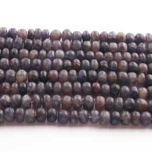 1 Strand Iolite Smooth Roundelles -  Plain Semiprecious Rondelles  8mm-9mm 9 Inches BR02701 - Tucson Beads