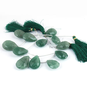 1 Strand  Green Rutile Faceted Briolettes -Pear Shape Briolettes - 27mmx15mm-23mmx15mm - 7.5 Inches BR4094 - Tucson Beads