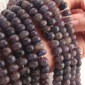 1 Strand Iolite Smooth Roundelles -  Plain Semiprecious Rondelles  8mm-9mm 9 Inches BR02701 - Tucson Beads