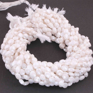 1  Strand White Silverite Faceted Briolettes  -Oval Shape Briolettes  10mm-8mm -15 Inches BR1453 - Tucson Beads
