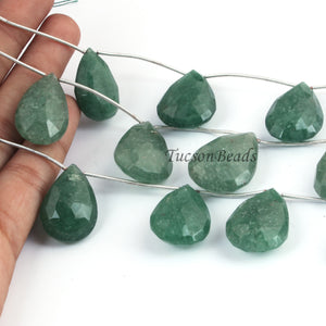 1 Strand  Green Rutile Faceted Briolettes -Pear Shape Briolettes - 27mmx15mm-23mmx15mm - 7.5 Inches BR4094 - Tucson Beads