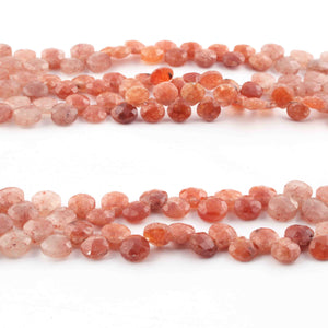 1 Strand Excellent Quality Strawberry Quartz Heart Shape Faceted  Briolettes 7mmx9mm 11.5 Inch BR0532 - Tucson Beads