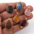 6  Pcs Mix Stone Faceted Assorted Shape 24k Gold Plated Pendant&Connectorl - 25mmx14mm-12mmx21mm-PC682