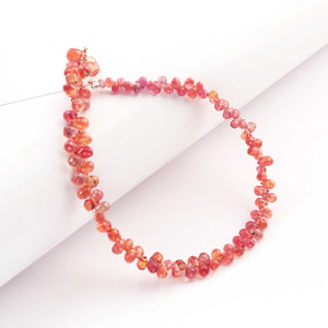 AA Super Quality Dark Orange Sapphire Faceted Briolettes - Teardrop Gemstone Beads, -3mmx2mm-5mmx4mm-6.5 Inches-BR03007 - Tucson Beads