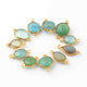 17  Pcs Mix Stone Faceted  Assorted  Shape 24k Gold Plated Connector &Pendant  - 20mmx14mm-18mmx11mm-PC712 - Tucson Beads