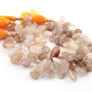 1  Strand Golden Rutile Faceted  Briolettes - Pear Drop Beads11mmx9mm-22mmx13mm 10 Inches BR2146 - Tucson Beads