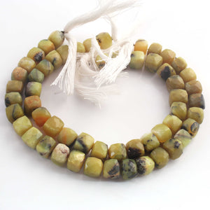 1 Strand Green Agate Faceted Briolettes -Cube Briolettes  8mmx6mm 8 Inches BR1010 - Tucson Beads