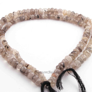 1 Strand Black Rutile Faceted  Rondelles - Rutile Rondelles Beads - 6mm- 10mm -12 Inches BR01037 - Tucson Beads