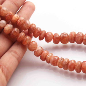 1 Long Strand Sun Stone Smooth  Roundels -Round Shape  Roundels  14mmx9mm-7mmx4mm 16 Inches BR163 - Tucson Beads