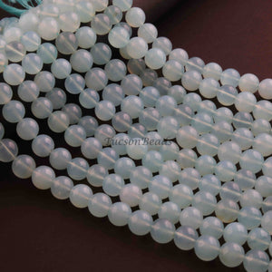 1 Strand Aqua Chalcedony  , Best Quality  , Smooth Round Balls - Smooth Balls Beads -9mm - 10 Inches BR01046 - Tucson Beads