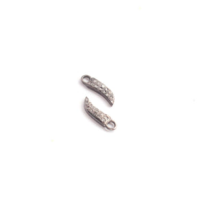 2 Pcs Pave Diamond Horn Charm 925 Sterling Silver Single Bail Pendant - 11mmx3mm PDC891 - Tucson Beads
