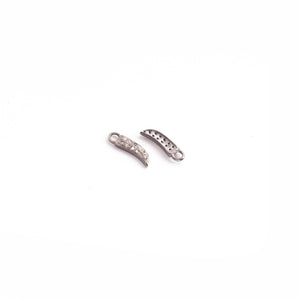 2 Pcs Pave Diamond Horn Charm 925 Sterling Silver Single Bail Pendant - 11mmx3mm PDC891 - Tucson Beads