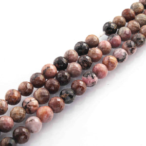 1 Long Strand Rhodocrosite Faceted Round Balls beads - Gemstone ball Beads 8mm 8 Inches BR161 - Tucson Beads