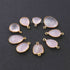9   Pcs Rose Quartz Faceted  Assorted Shape 24k Gold Plated Pendant&Connector  - 21mmx20mm-16mmx12mmPC689