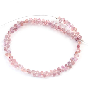 AA Super Quality Shaded Pink Sapphire Faceted Briolettes - Teardrop Gemstone Beads, -3mmx2mm-6.5 Inches-BR03014 - Tucson Beads