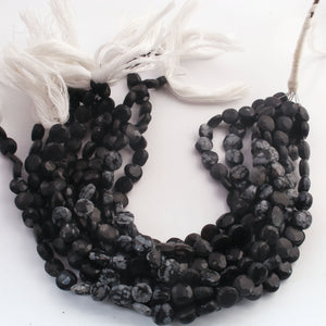 1 Strand Black Snow Flake Faceted Coin Briolettes - Black Snow Coin Beads 7mm 8.5 inches BR1081 - Tucson Beads