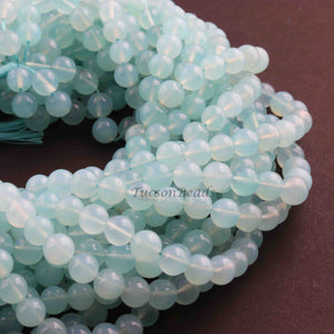 1 Strand Aqua Chalcedony  , Best Quality  , Smooth Round Balls - Smooth Balls Beads -7mm - 13 Inches BR01045 - Tucson Beads
