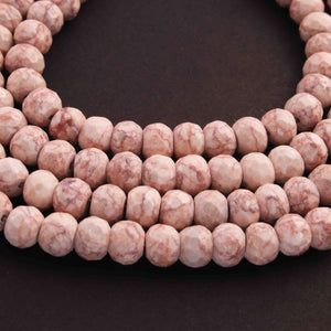 1 Long Strand Pink Jasper  Faceted Rondelles - Roundles  Beads 8mm 8.5 Inches BR157 - Tucson Beads