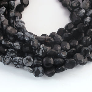 1 Strand Black Snow Flake Faceted Coin Briolettes - Black Snow Coin Beads 7mm 8.5 inches BR1081 - Tucson Beads