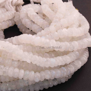 1  Long Strand White Rainbow Moonstone Faceted Rondelles  - Moonstone rondelles - 9mm - 10 Inches BR01039 - Tucson Beads