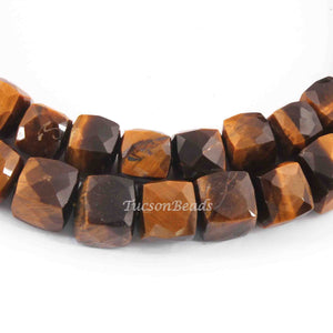 1 Strand Brown Tiger Eye Cube Briolettes - Box Shape Beads 8mm-8mm- 8 Inches BR3030 - Tucson Beads