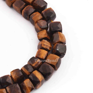1 Strand Brown Tiger Eye Cube Briolettes - Box Shape Beads 8mm-8mm- 8 Inches BR3030 - Tucson Beads