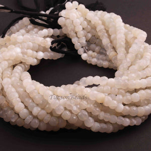 1 Long Strand White  Moonstone  Faceted  Rondelles- Rondelles Beads - 6mm-7mm- 14  Inches BR01036 - Tucson Beads