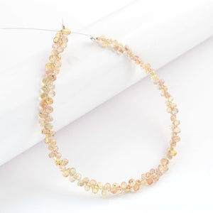 AA Super Quality Shaded Yellow Sapphire Faceted Briolettes - Teardrop Gemstone Beads, -3mmx2mm-5mmx3mm-6.5 Inches-BR03001 - Tucson Beads